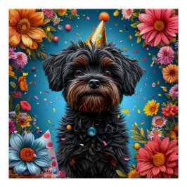 Schattige Verjaardag Party Pet Puppy Perfect Poster