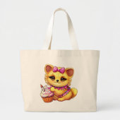 Schattige Verjaardag Puppy met Cupcake Grote Tote Bag (Voorkant)