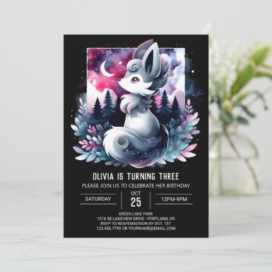 Schattige verjaardag van de wolf kaart (Staand voorkant)