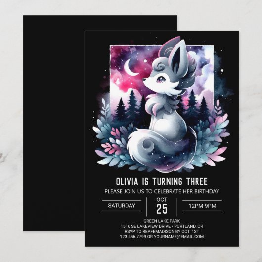 Schattige verjaardag van de wolf kaart (Voorkant / Achterkant)