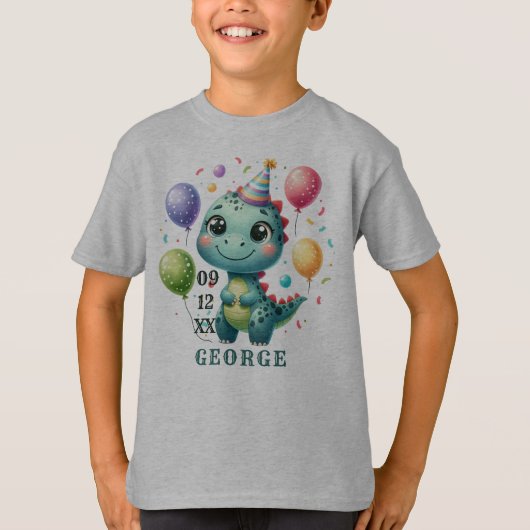 Schattige Verjaardags Dinosaurus T-shirt (Voorkant)
