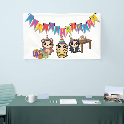 Schattige verjaardagsbanner voor dieren | Aangepas Spandoek (Beurs)