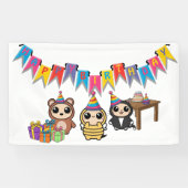 Schattige verjaardagsbanner voor dieren | Aangepas Spandoek (Horizontaal)