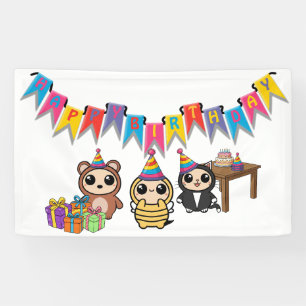 Schattige verjaardagsbanner voor dieren Aangepas Spandoek
