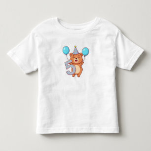 Schattige verjaardagsbeer met feesthoed en ballonn kinder shirts