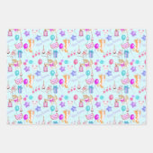 Schattige verjaardagscatten vieren feest inpakpapier vel (Voorkant)