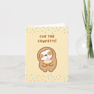 Schattige Verjaardagsconfetti Luiaard Feestdagen Kaart