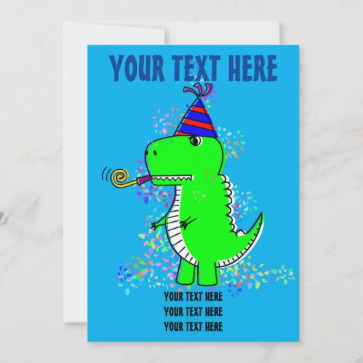 Schattige verjaardagsdinosaurius met confetti kaart (Voorkant)