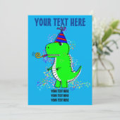 Schattige verjaardagsdinosaurius met confetti kaart (Staand voorkant)