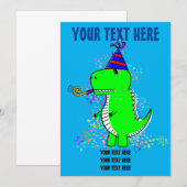 Schattige verjaardagsdinosaurius met confetti kaart (Voorkant / Achterkant)