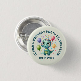 Schattige verjaardagsdinosaurus ronde button 3,2 cm