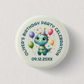 Schattige verjaardagsdinosaurus ronde button 3,2 cm (Voorkant)