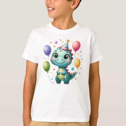 Schattige Verjaardagsdinosaurus T-shirt (Voorkant)