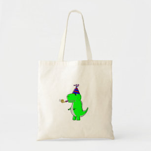 Schattige verjaardagsdinosaurus tote bag