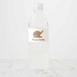Schattige verjaardagsfeest van de schildpad waterfles etiket
