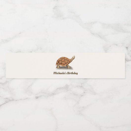 Schattige verjaardagsfeest van de schildpad waterfles etiket (Enkel label)