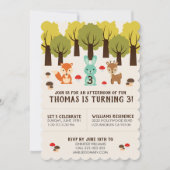 Schattige Verjaardagsfeest van het Bos van het Bos Kaart (Voorkant)