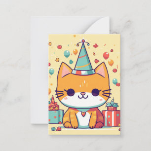Schattige verjaardagsfeest voor katten notitiekaartje