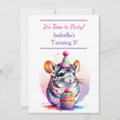Schattige verjaardagsfeestje met Chinchilla-thema Kaart (Voorkant)