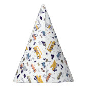 Schattige verjaardagsfeestje voor bouwvoertuigen feesthoedjes (Achterkant)