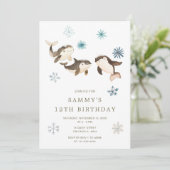 Schattige verjaardagsfeestje voor de Arctische win Kaart (Staand voorkant)