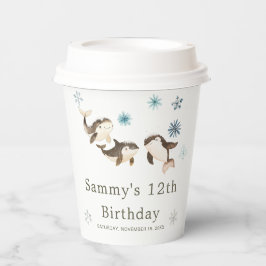 Schattige verjaardagsfeestje voor de Arctische win Papieren Bekers