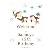 Schattige verjaardagsfeestje voor de Arctische win