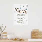 Schattige verjaardagsfeestje voor de Arctische win Poster (Keuken)