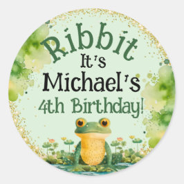 Schattige verjaardagsfeestje voor kikkers ronde sticker