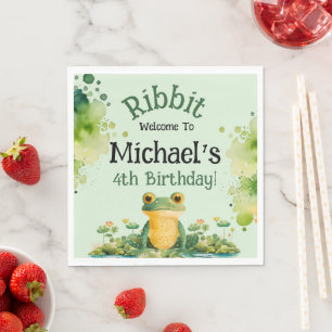 Schattige verjaardagsfeestje voor kikkers servet