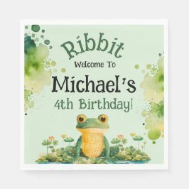 Schattige verjaardagsfeestje voor kikkers servet