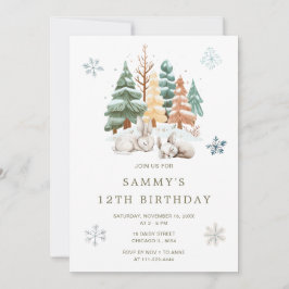 Schattige verjaardagsfeestje voor winterkonijnen kaart