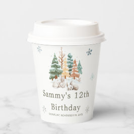 Schattige verjaardagsfeestje voor winterkonijnen papieren bekers