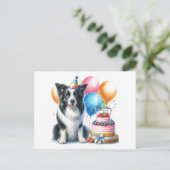 Schattige verjaardagskaart met bordercollie briefkaart (Staand voorkant)