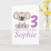 schattige verjaardagskaart voor koala kaart (Gele Bloem)