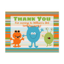 Schattige verjaardagsmonster bedankkaart