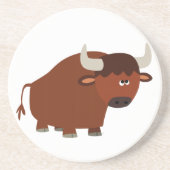 Schattige verlegen Cartoon Bull Onderzetter (Voorkant)