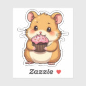 Schattige verlegen hamster met een cupcake leuk ka sticker (Vel)