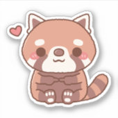 Schattige verlegen rode panda sticker (Voorkant)