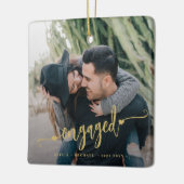 Schattige verloofde script foto keramisch ornament (Links)