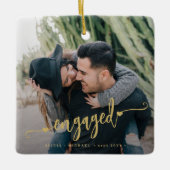 Schattige verloofde script foto keramisch ornament (Voorkant)