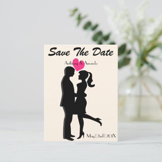 Schattige Verloving en de datum opslaan Briefkaart (Staand voorkant)