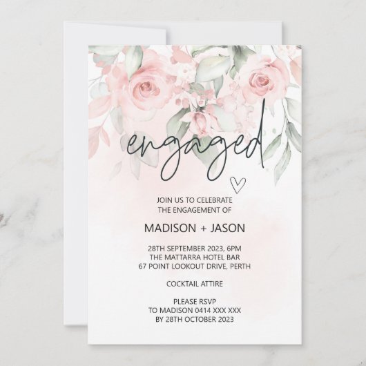 Schattige Verloving Verlovingsfeest Blush Roze Blo Kaart (Voorkant)
