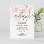 Schattige Verloving Verlovingsfeest Blush Roze Blo Kaart (Staand voorkant)