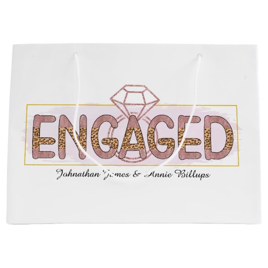 Schattige verloving Voeg namen toe partij Groot Cadeauzakje (Voorkant)