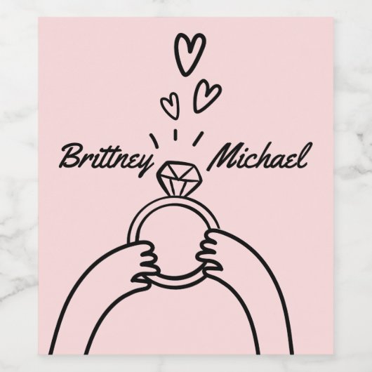 Schattige Verlovingen ring Wijn Etiket (Enkel label)