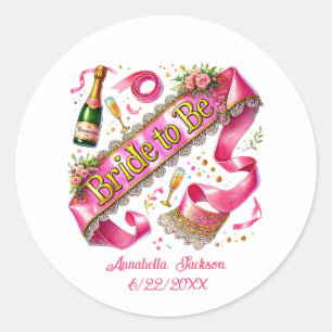 Schattige verlovingspartij Bruid voeg naam toe  Ronde Sticker