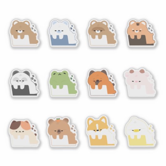 Schattige vermoeid dier sticker (Voorkant)