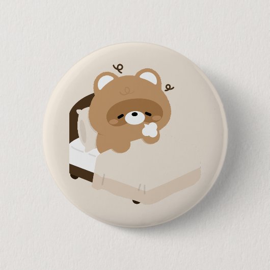 Schattige Vermoeide Bever Ronde Button 5,7 Cm (Voorkant)