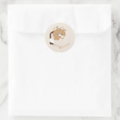 Schattige Vermoeide Bruine Beer Ronde Sticker (Tas)